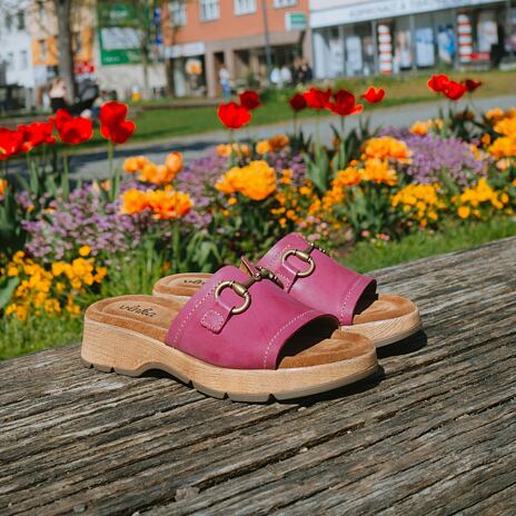 Dames lederen sandalen ”Karla” donker roze