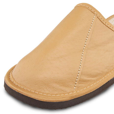 Men’s Summer Leather Slippers Light Brown