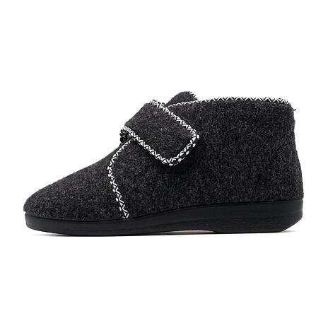 Wool Felt Slipper Boots with Velcro Dark Grey