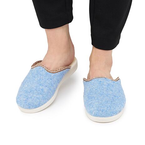 Wollpantoffeln für Damen blau