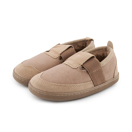 Chaussons en cuir pour enfants avec laine de mouton « Lele » beige