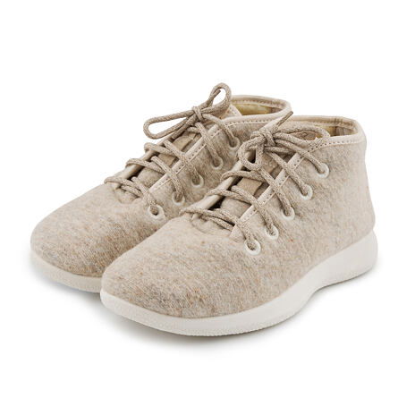 Woolee High-Top Wool Trainers with Lining Beige