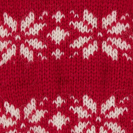 Moufles Wave P02 en laine avec motif norvégien rouge