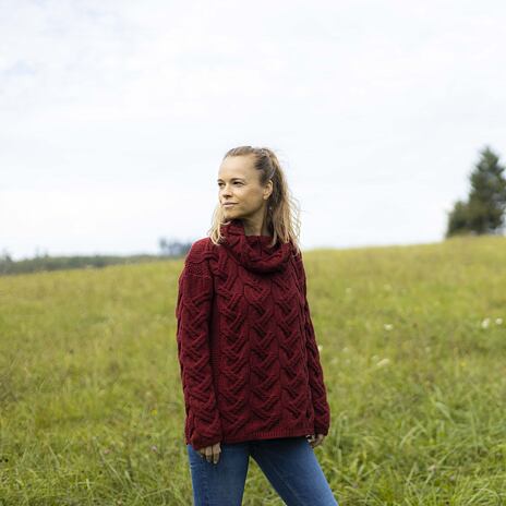 Pull en laine Vlnka S03 pour femme rouge