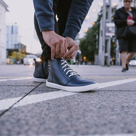 Kožené členkové barefoot topánky Be Lenka Atlas modrá