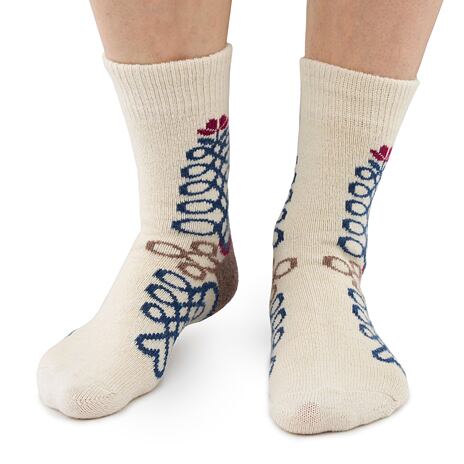 Merino Sheep Socks with a Folk Pattern Natural