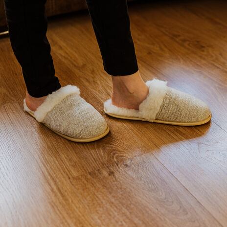 Slippers with Wool Lining Cappuccino