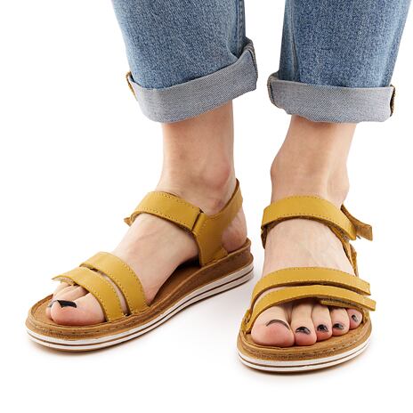 Women's orthopaedic leather sandals Vivian yellow