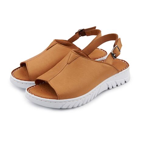 Women's leather elevated sandals Aneta brown