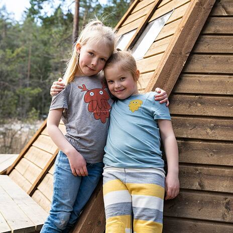 Kinder T-Shirt mit Merinowolle Piny Ulvang blau