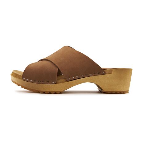 Sommer-Lederclogs für Damen braun