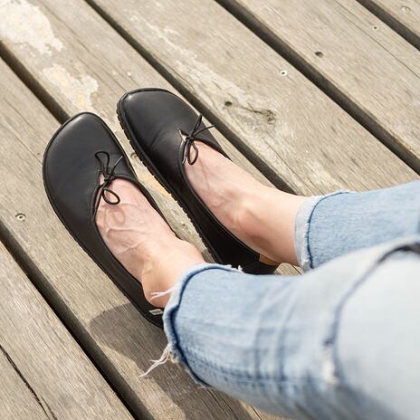 Barefoot Leder-Ballerinas für Damen "Tamara" schwarz