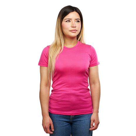 T-shirt à manches courtes en mérinos pour femmes, rose