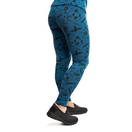 Leggings en laine mérinos pour femmes avec motif, bleu