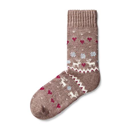 Socken aus Schafwolle Merino Rentier Liebe braun