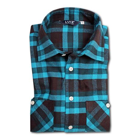 Men's Checkered Flannel Shirt Blue-Black