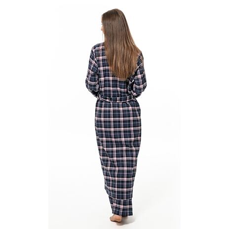 Women's Checkered Flannel Bathrobe Purple-Pink