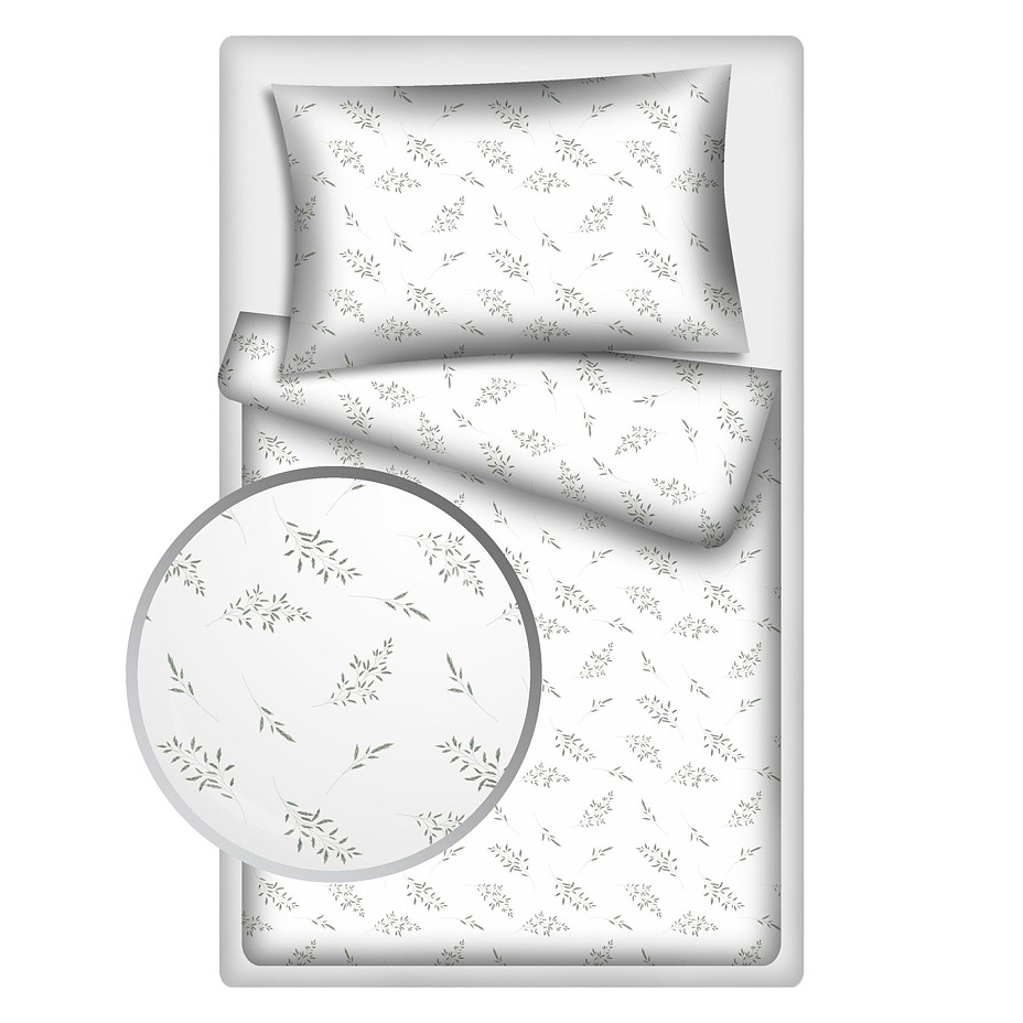 Flanelové povlečení květ trávy bílá