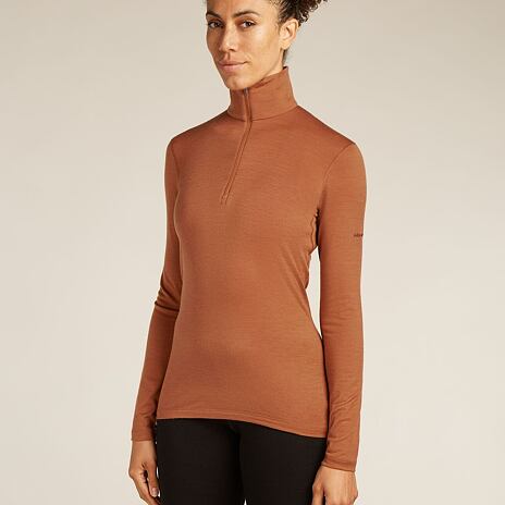 Dames T-shirt Merino 200 Oasis LS Half Zip Icebreaker Dusty Clay