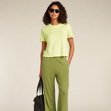 Dámské tričko Merino Blend 150 Tech Lite SS Crop Tee Icebreaker Citrine