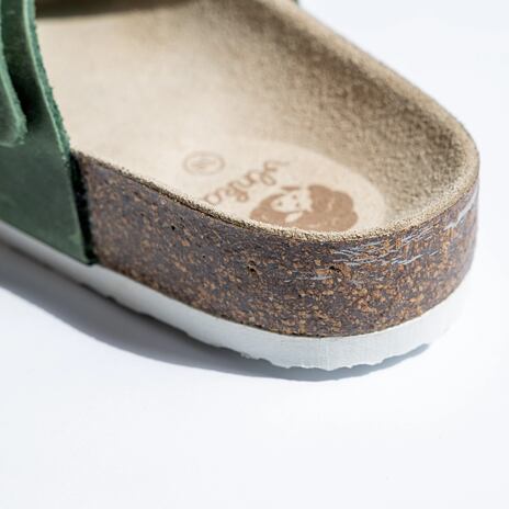 Claquettes anatomiques en liège pour femmes Martine, vert - 2ème qualité