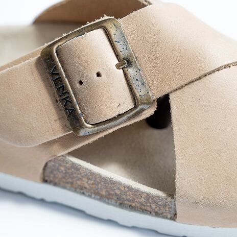Claquettes anatomiques en liège pour femmes Martine, crème - 2ème qualité