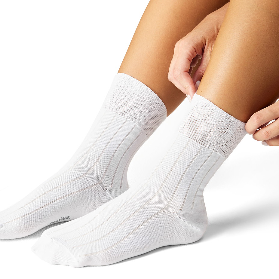 3 páry bavlněných ponožek se zdravotním lemem bílá