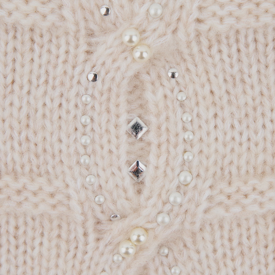 Vlněná čepice Merino s ozdobou Nagoya přírodní