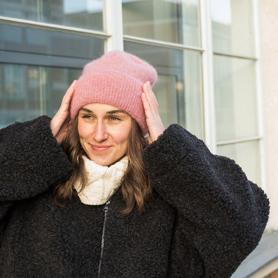 Mohérová čepice s vlněnou podšívkou Merino Leandro růžová