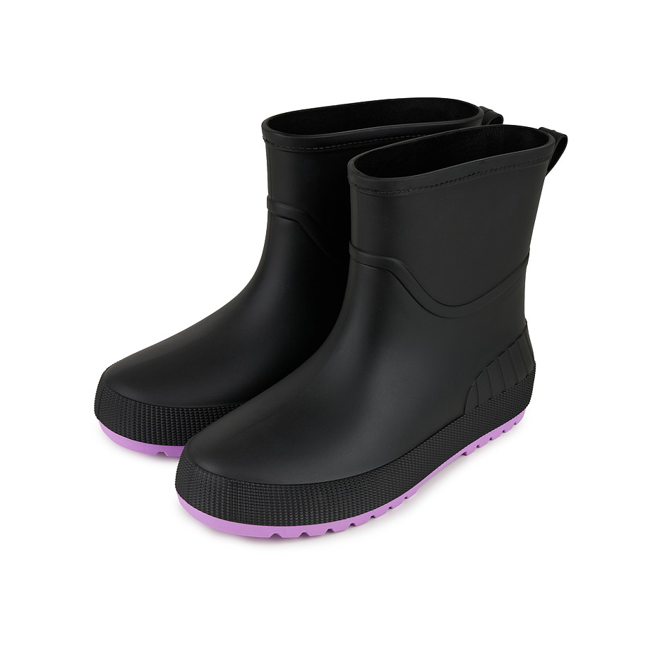 Dámské kotníkové holínky s vlněnou stélkou černá/fialová