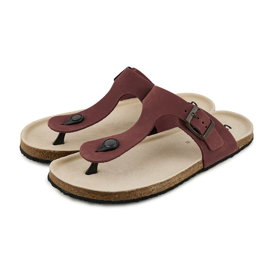 Dámské kožené barefoot žabky 
vínová