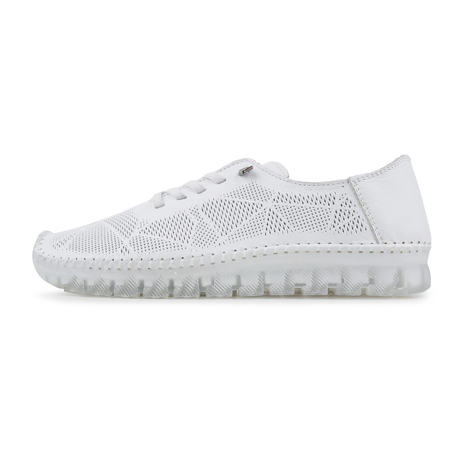 Dames vrijetijdssneakers leer, wit