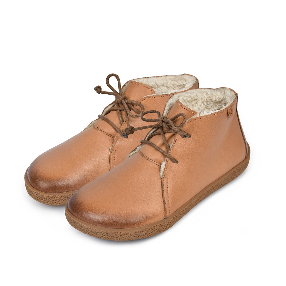 Dámské barefoot kožené zimní boty Iris hnědá