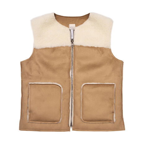 Gilet en laine de mouton et velours marron