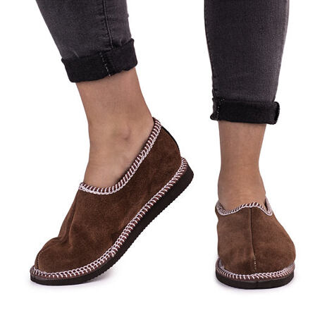 Chaussons en cuir avec peau de mouton « Salasky » marron