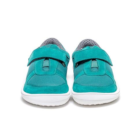 Baskets en cuir pieds nus pour enfants « Joy » turquoise