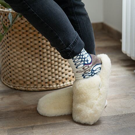 Wool TV Slippers Natural