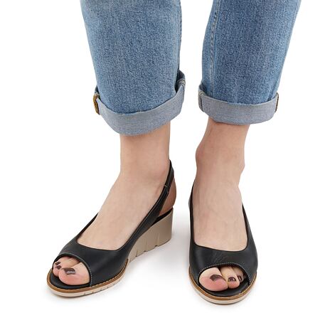 Women's leather elevated sandals Liliana black