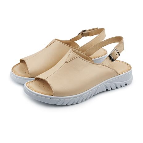 Sandales compensées en cuir pour femme Aneta, beige