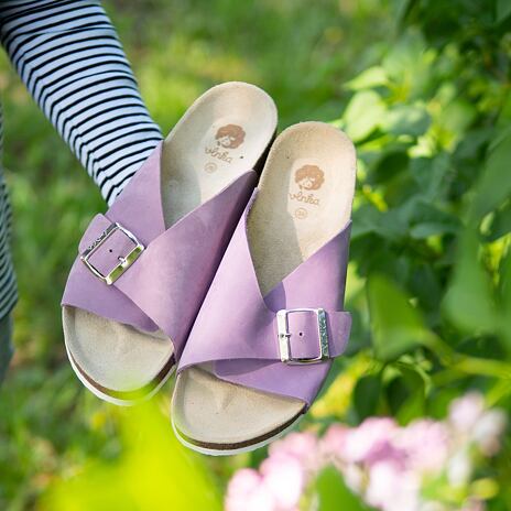 Claquettes anatomiques en liège pour femmes Orion, mauve