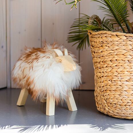 Houten decoratie gestreept schaap