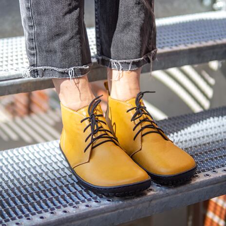 Women's Barefoot Leather Shoes Otilie Yellow-Black