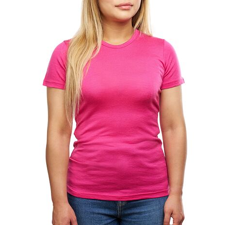 Dames Merino T-shirt met korte mouwen roze