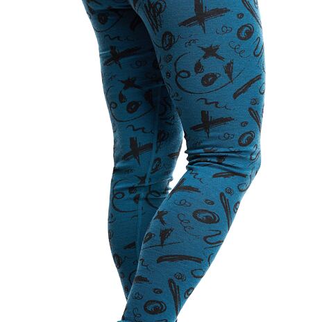 Dameslegging van merinowol met patroon blauw