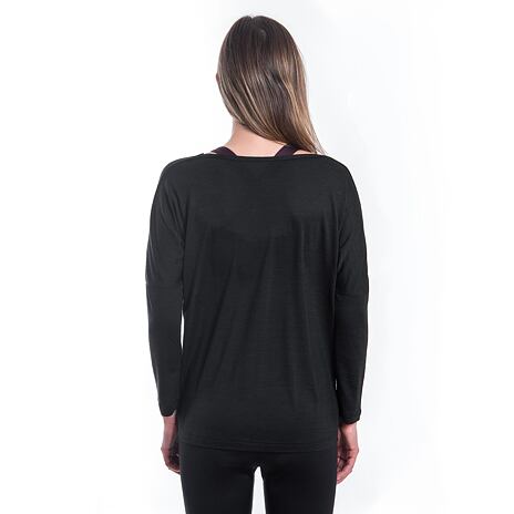 Tricou cu mânecă lungă Sensor Merino Air Traveller de damă Negru