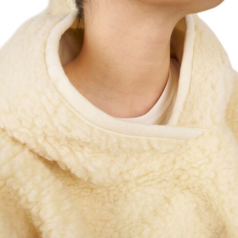 Wool TV Poncho with Hood Natural