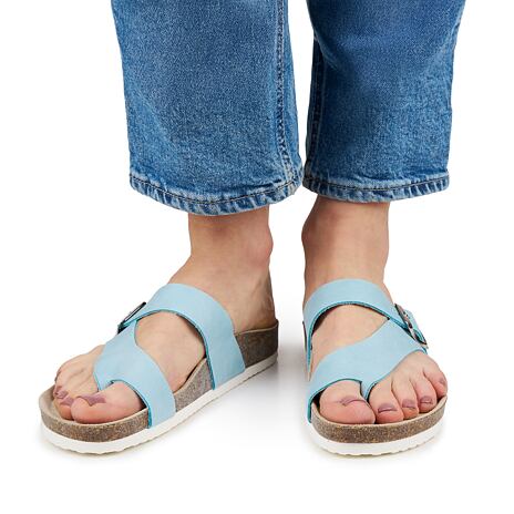 Women's cork anatomical slip-on shoes Vanda blue