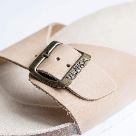 Claquettes anatomiques en liège pour femmes Laura, crème - 2ème qualité