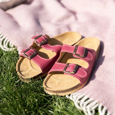 Claquettes anatomiques en liège pour femmes Linda, rose foncé