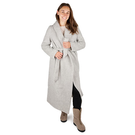 Wrap wool coat light grey